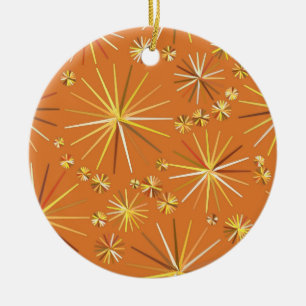 Mid Century Sputnik pattern, Terracotta Ceramic Ornament
