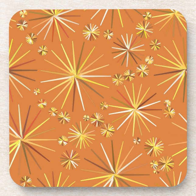 Mid Century Sputnik pattern, Terracotta Coaster (Front)