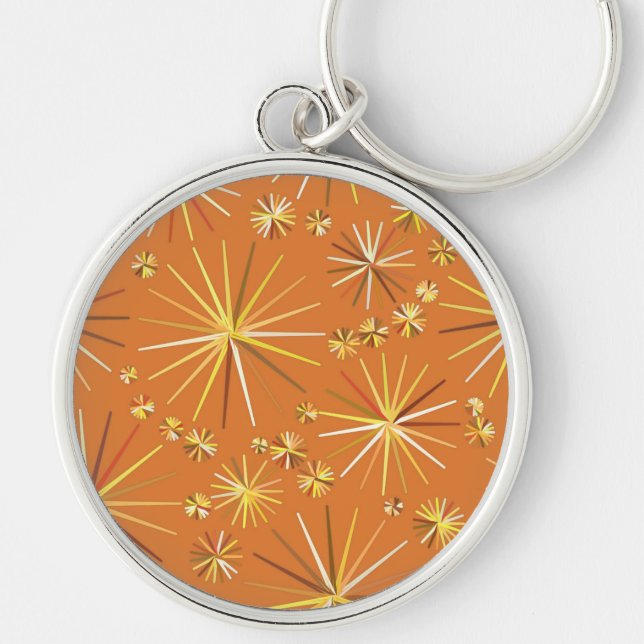 Mid Century Sputnik pattern, Terracotta Keychain (Front)