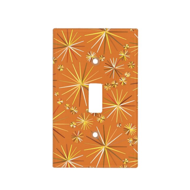 Mid Century Sputnik pattern, Terracotta Light Switch Cover (Front)