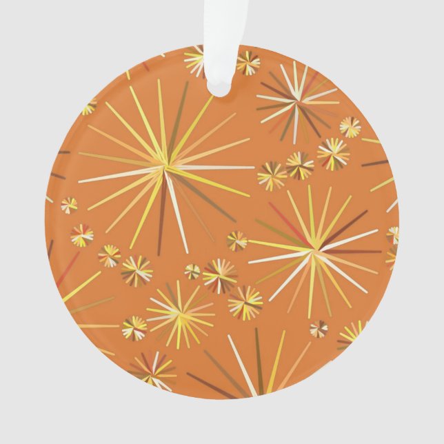 Mid Century Sputnik pattern, Terracotta Ornament (Front)