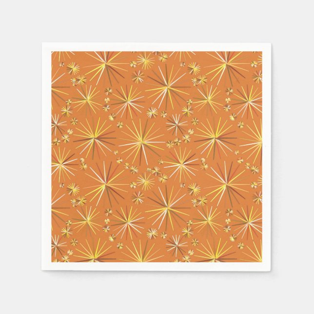Mid Century Sputnik pattern, Terracotta Paper Napkins (Front)