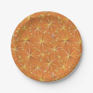 Mid Century Sputnik pattern, Terracotta Paper Plates