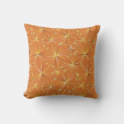 Mid Century Sputnik pattern Terracotta Throw Pillow