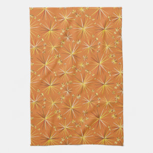 Mid Century Sputnik pattern, Terracotta Towel