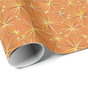 Mid Century Sputnik pattern, Terracotta Wrapping Paper