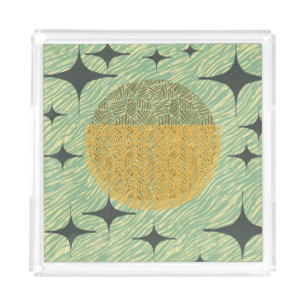 Mid Century Starburst Geometric Design Acrylic Tray