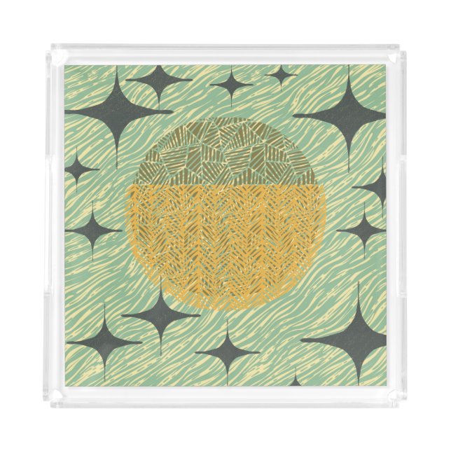 Mid Century Starburst Geometric Design Acrylic Tray (Front)