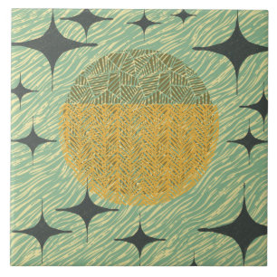 Mid Century Starburst Geometric Design Ceramic Tile