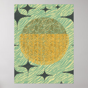 Mid Century Starburst Geometric Design Poster