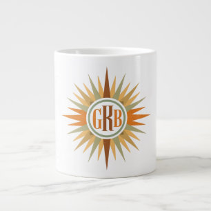 Mid-Century Starburst Monogram Personalized Retro  Giant Coffee Mug