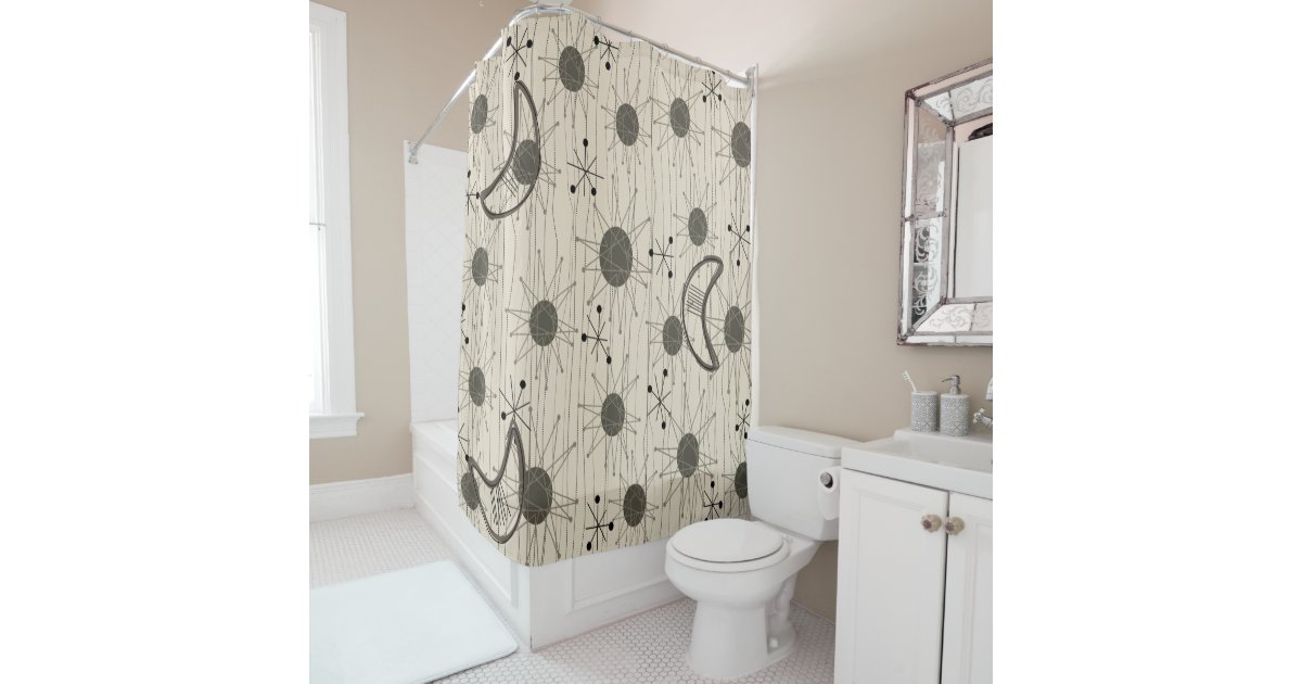 Mid Century Starburst Pattern Shower Curtain Zazzle Com