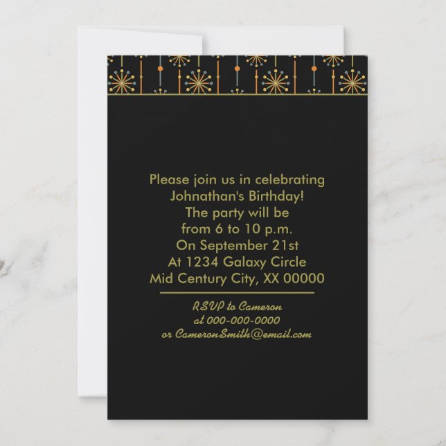Mid Century Starburst Stripe Custom Colors SVG Invitation (Front)