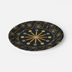 Mid Century Starburst Stripe Custom Colors SVG Paper Plates