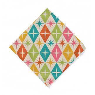 Mid Century Starbursts on Colorful Retro Diamonds Bandana