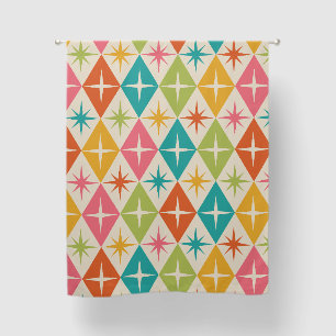 Mid Century Starbursts on Colorful Retro Diamonds Blackout Curtains