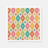Mid Century Starbursts on Colorful Retro Diamonds