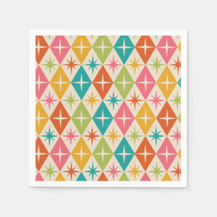 Mid Century Starbursts on Colorful Retro Diamonds  Napkins