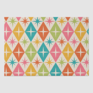 Mid Century Starbursts on Colorful Retro Diamonds  Tissue Paper