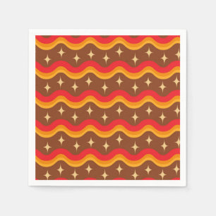 Mid Century Starbursts on Groovy funky waves  Napkins