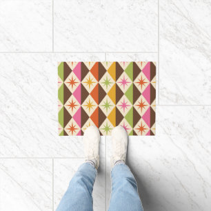 Mid Century Starbursts on Harlequin Diamonds Doormat