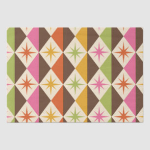 Mid Century Starbursts on Harlequin Diamonds Tissue Paper