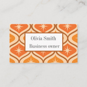 Mid Century Starbursts on Orange  Ogee custom  Business Card