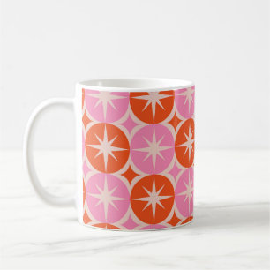 Mid Century Starbursts on Pink and Orange Circles  Coffee Mug