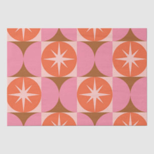 Mid Century Starbursts on Pink Orange Circles Tissue Paper