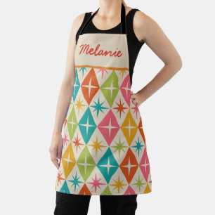 Mid Century Starbursts on Retro Diamonds custom Apron