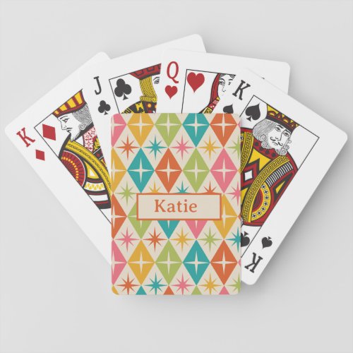 Mid Century Starbursts on  Retro Diamonds Name  Poker Cards