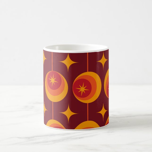 Mid Century Starbursts Pattern on Retro Circles Coffee Mug (Center)