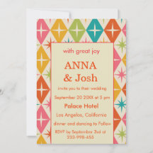 Mid Century stars on Harlequin Diamonds Wedding