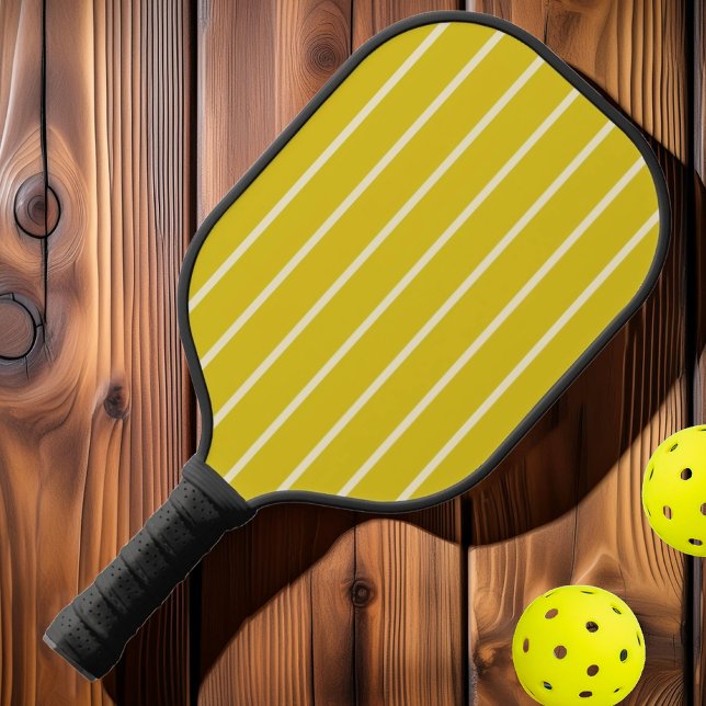 Mid-Century Striping Dark Lemon Color Pickleball Paddle (Creator Uploaded)