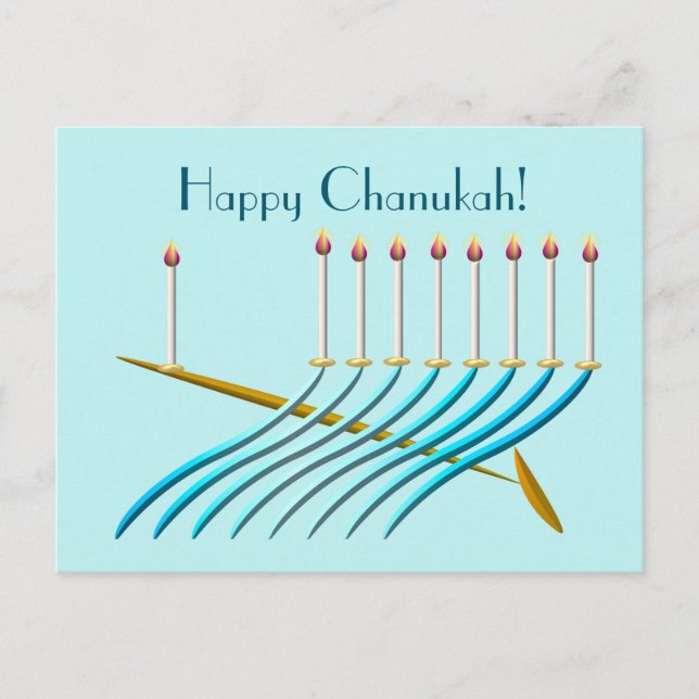 Mid-Century Style Chanukah Menorah Postcard (Front)