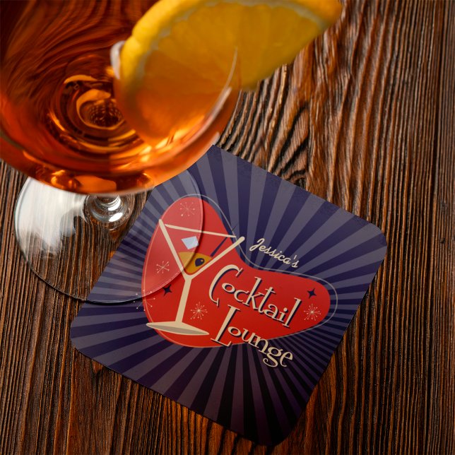Mid Century Style Cocktail Lounge Beverage Coaster (This fantastic coaster will make the perfect splash at your weekend get together with friends. )