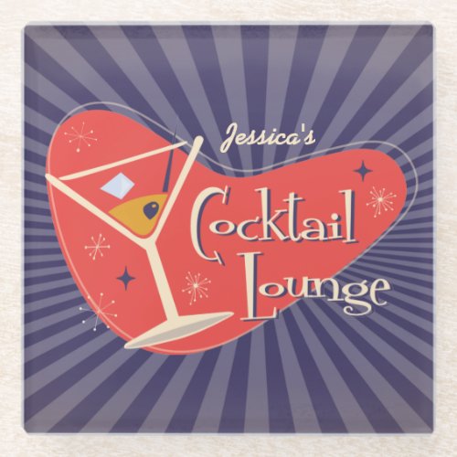 Mid Century Style Cocktail Lounge Glass Coaster