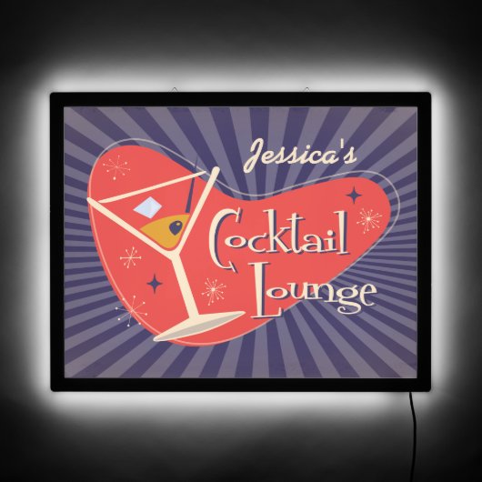Mid Century Style Cocktail Lounge LED Sign (Front)