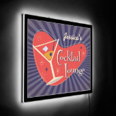 Mid Century Style Cocktail Lounge LED Sign (Angle)