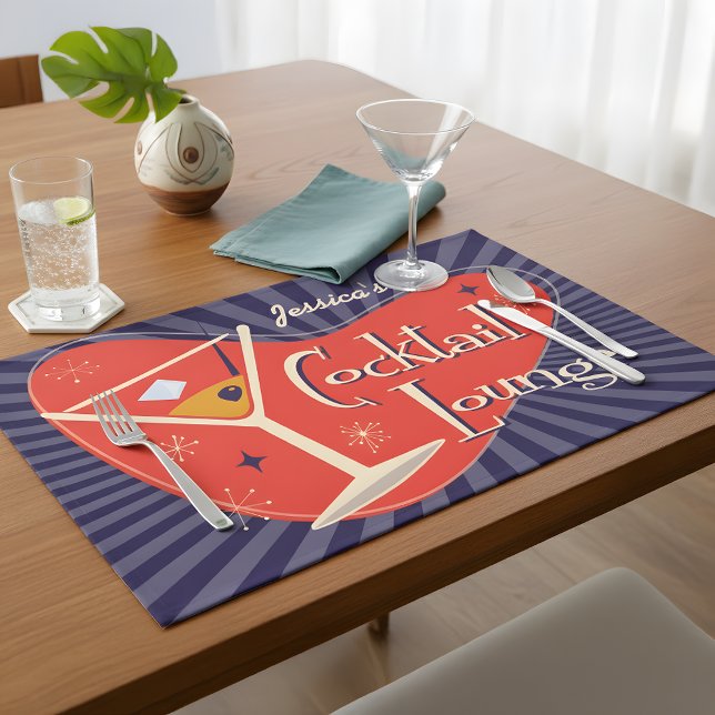 Mid Century Style Cocktail Lounge  Placemat (he unmistakable class of mid-century design brings its own style to any setting. )