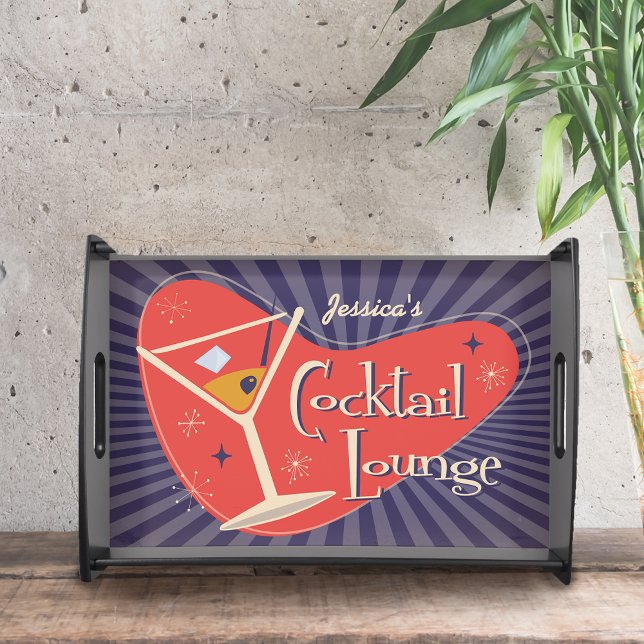 Mid Century Style Cocktail Lounge Serving Tray (The unmistakable class of mid-century design brings its own style to any setting.)