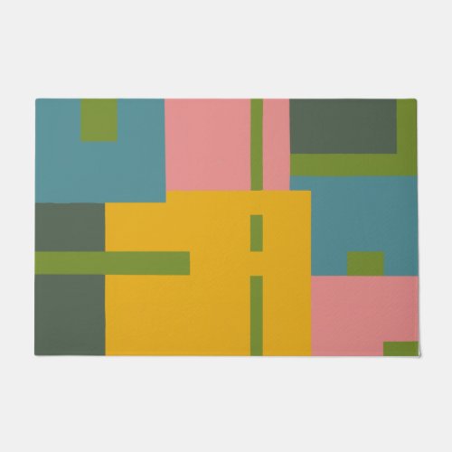 Mid_century style geometric color_blocked doormat