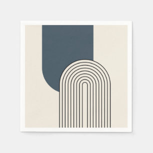 Mid Century style line art with dark blue arch Napkins