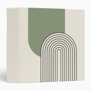 Mid Century style line art with green arch 3 Ring Binder
