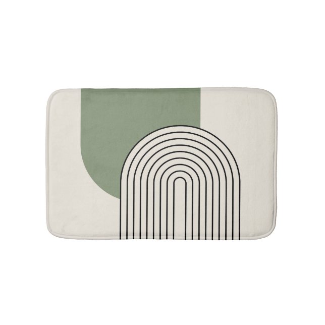 Mid Century style line art with green arch Bath Mat (Front)