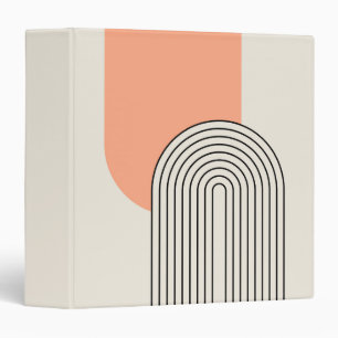Mid Century style line art with pink arch 3 Ring Binder