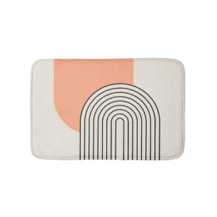 Mid Century style line art with pink arch Bath Mat