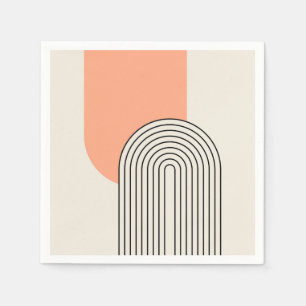 Mid Century style line art with pink arch Napkins