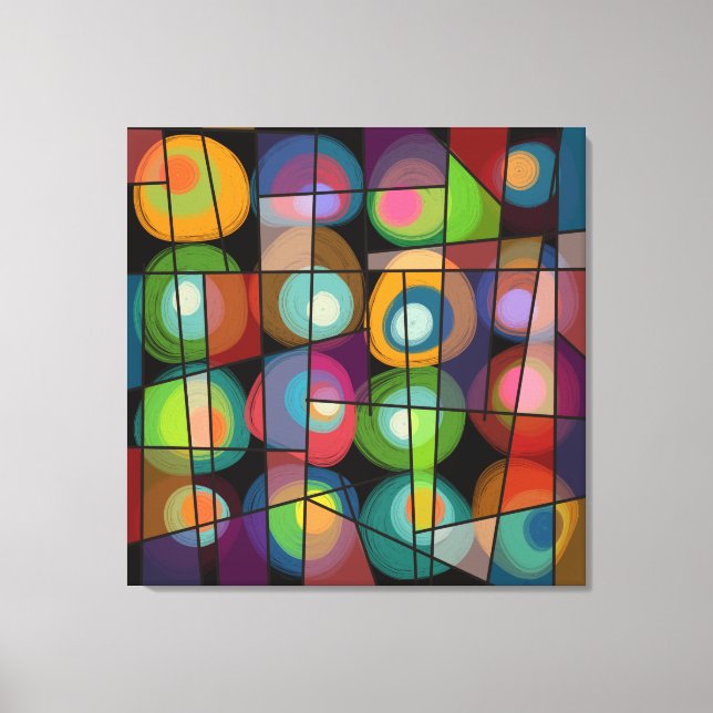 Mid Century Style Painted Circles Abstract Canvas Print (Front)