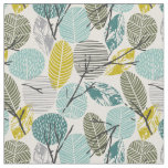 Mid Century Style Vintage Fall Leaves Fabric